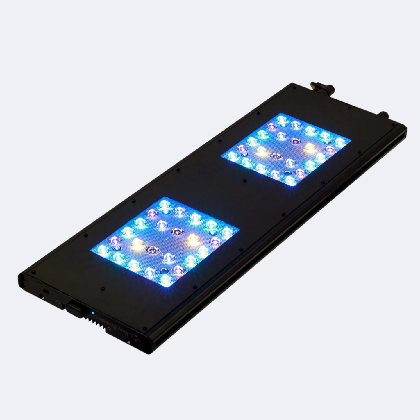 Meridian 24 facing upwards with all 6 LED color channels on.