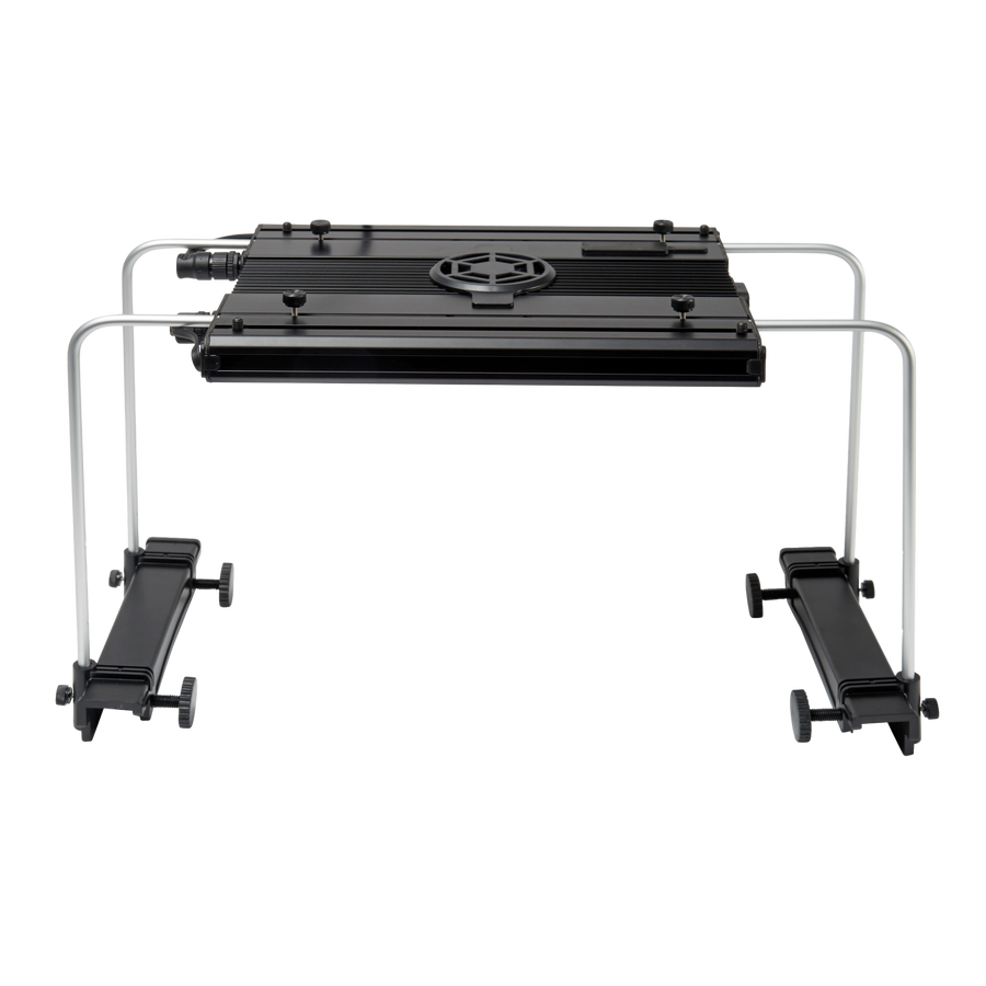 A Meridian on side mounts viewed from above at an angle, showing both legs seated in the U-clamp.