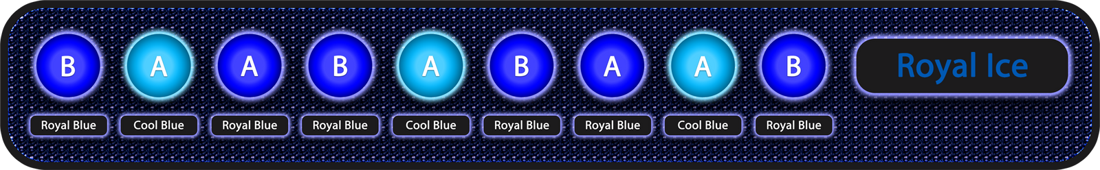Royal Ice Edge bar LED cluster, showing the repeating arrangement of royal blue and cool blue LEDs across two channels.